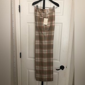 NWT SUISTUDIO Lane Check High Waist Wide Leg Wool Trousers US Size 6